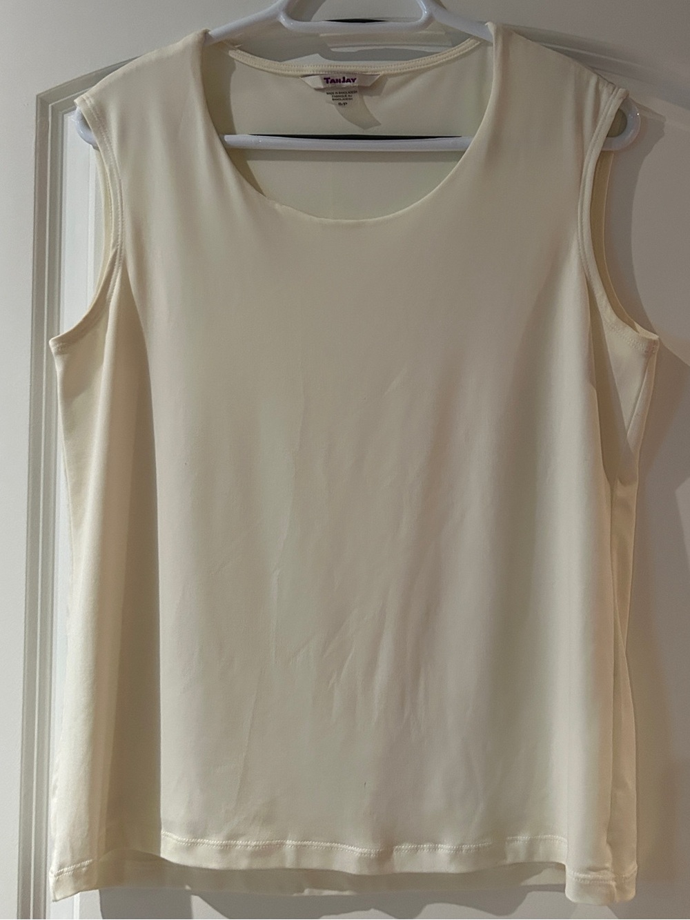 TanJay Cream Sleeveless Scoop Neck Tank Top